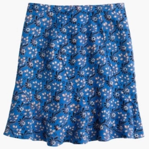 J Crew Bandana Print Flutter Mini Skirt Vintage Scarf Blue Size 2 Bohemian Boho - Picture 9 of 9